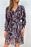 Blue Zebra Print Ruffled Floaty Dress