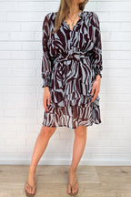 Blue Zebra Print Ruffled Floaty Dress