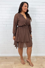 Chocolate Polka Dot Ruffled Floaty Dress