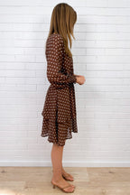 Chocolate Polka Dot Ruffled Floaty Dress