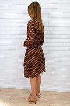 Chocolate Polka Dot Ruffled Floaty Dress