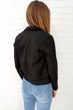 Black Suede Look Jacket Stylish Comfy Flattering Length