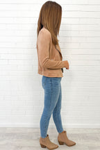 Fawn Suede Look Jacket Soft Warm Tone Flattering Fit