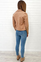 Fawn Suede Look Jacket Soft Warm Tone Flattering Fit