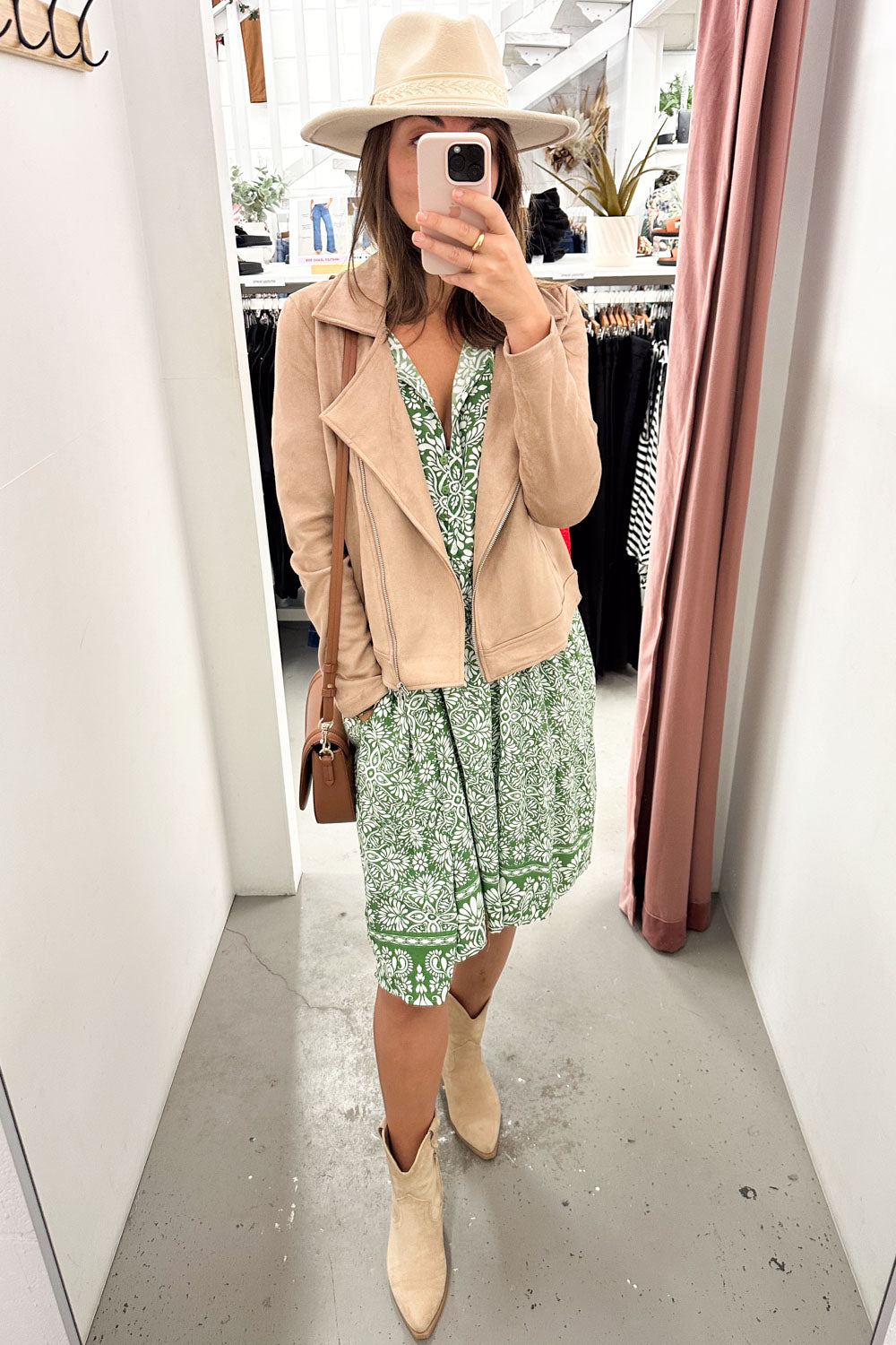 Fawn Suede Look Jacket Soft Warm Tone Flattering Fit