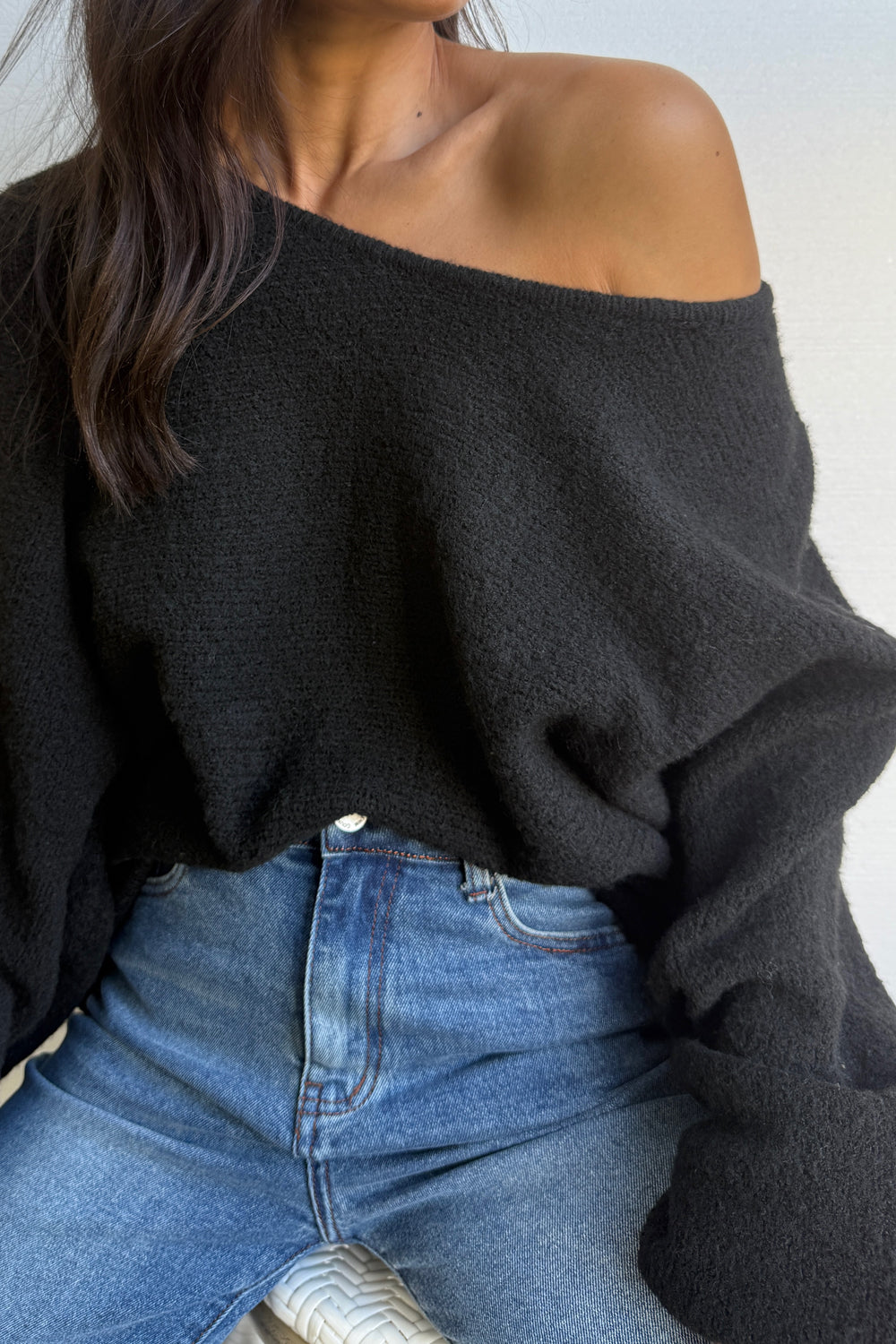 Slouchy Round Neck Lightweight Draping Knit Top
