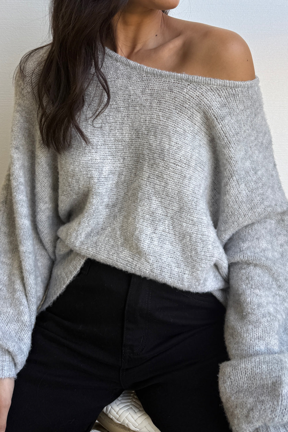 Slouchy Round Neck Lightweight Draping Knit Top