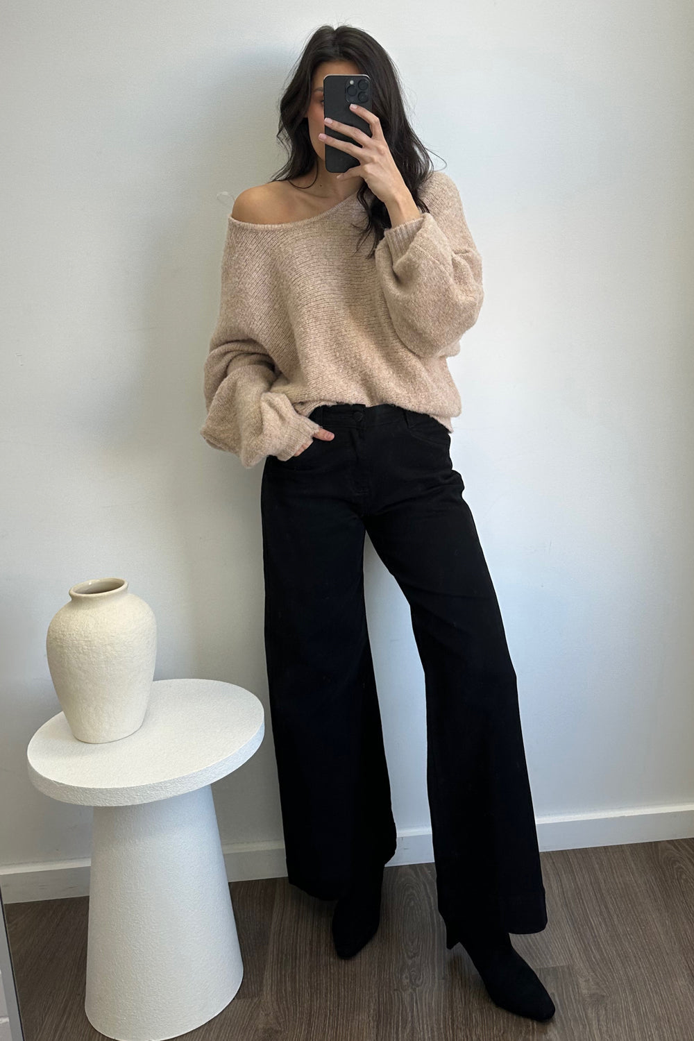 Slouchy Round Neck Lightweight Draping Knit Top