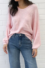 Slouchy Round Neck Lightweight Draping Knit Top