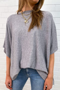 Grey Relaxed Flowy Knit Top Elevated Wardrobe Staple