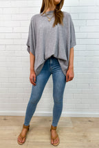 Grey Relaxed Flowy Knit Top Elevated Wardrobe Staple