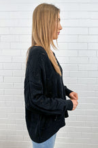 Heart Detail Knit Top Black Aqua Pink Flattering Cut