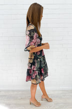 Vintage Blumen-Kurzarmkleid Göttliche Ärmel Teures Gefühl