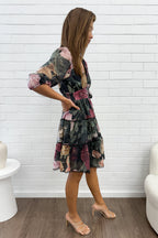 Vintage Blumen-Kurzarmkleid Göttliche Ärmel Teures Gefühl