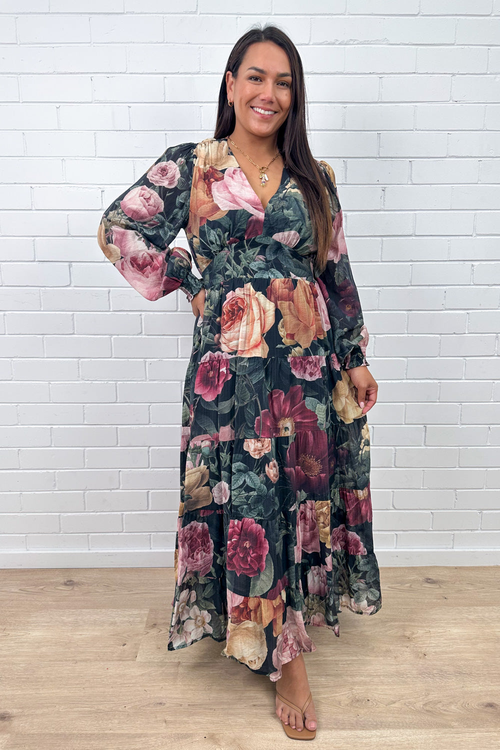 Vintage Floral Maxi Dress Feminine Timeless Wearable