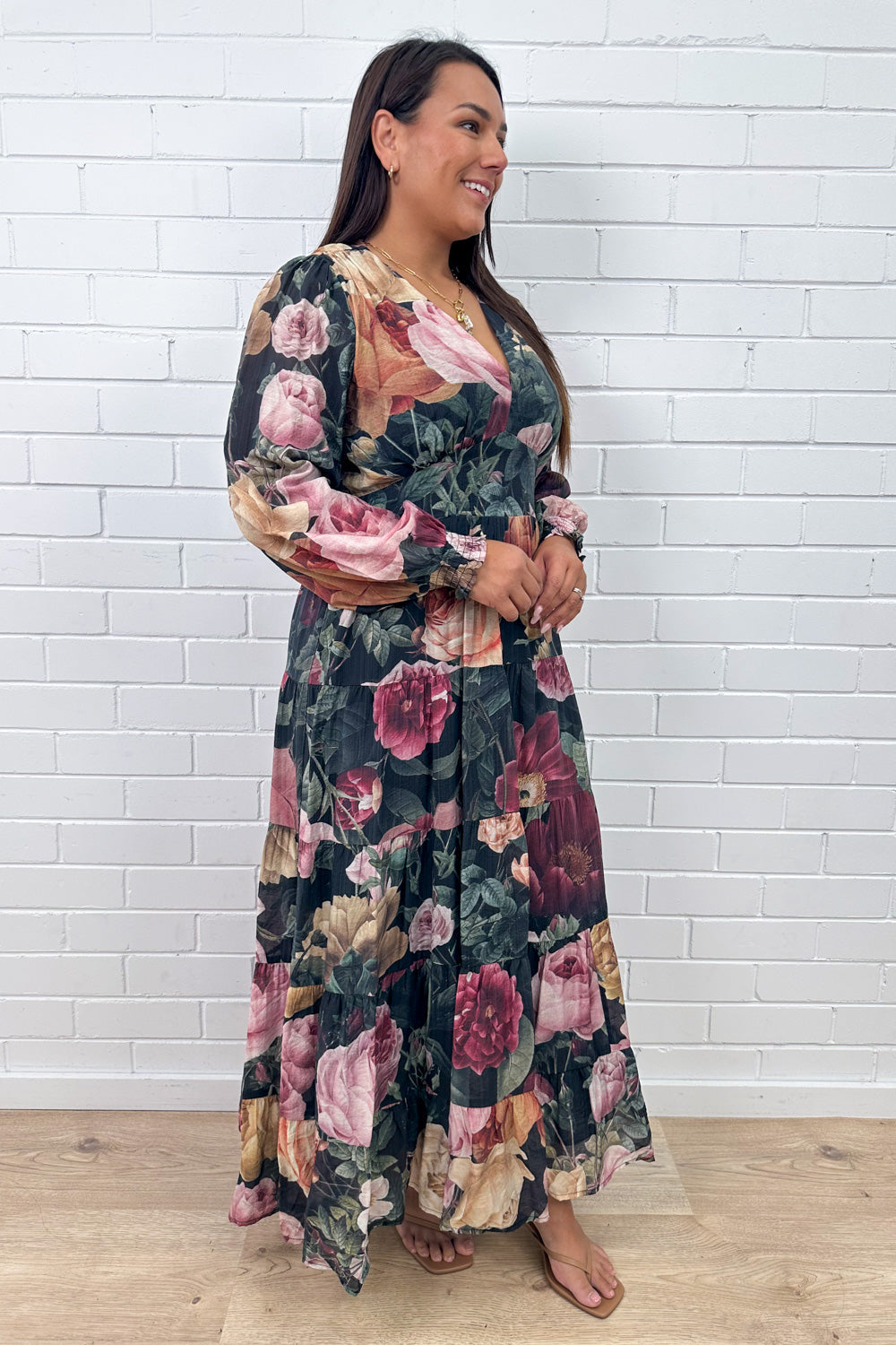 Vintage Blumen Maxikleid Feminin Zeitlos Tragbar