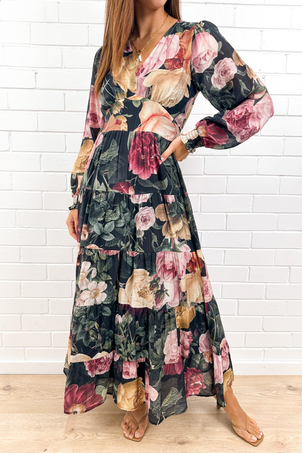 Vintage Floral Maxi Dress Feminine Timeless Wearable