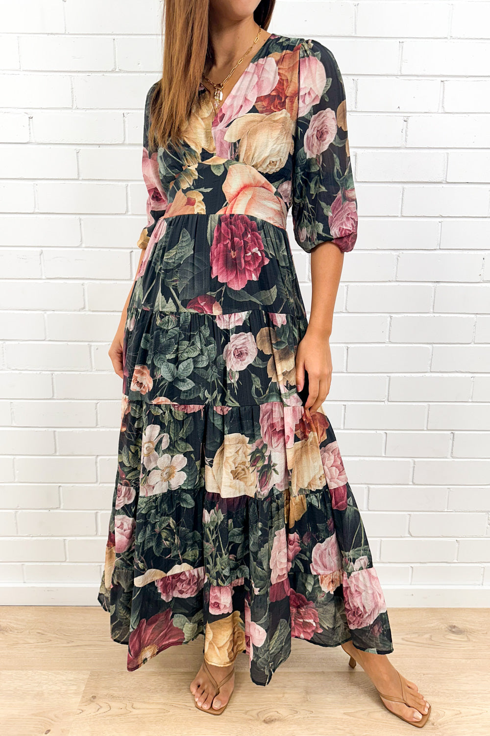Vintage Blumen Maxikleid Feminin Zeitlos Tragbar