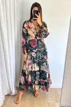 Vintage Blumen Maxikleid Feminin Zeitlos Tragbar