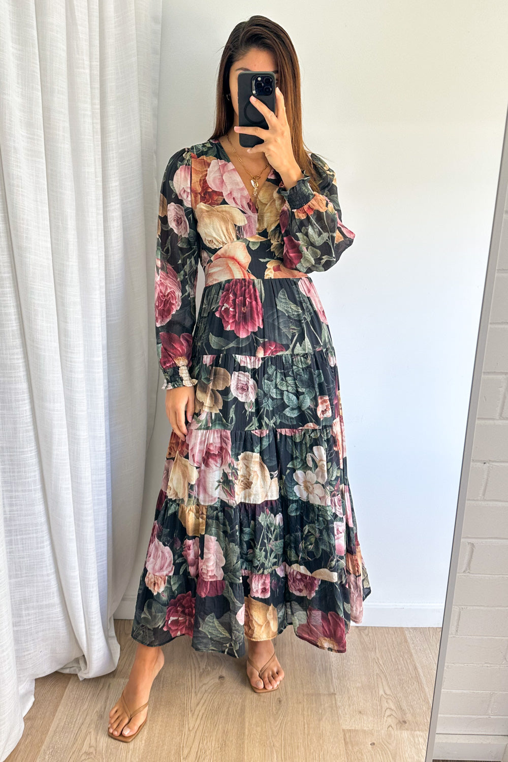 Vintage Blumen Maxikleid Feminin Zeitlos Tragbar