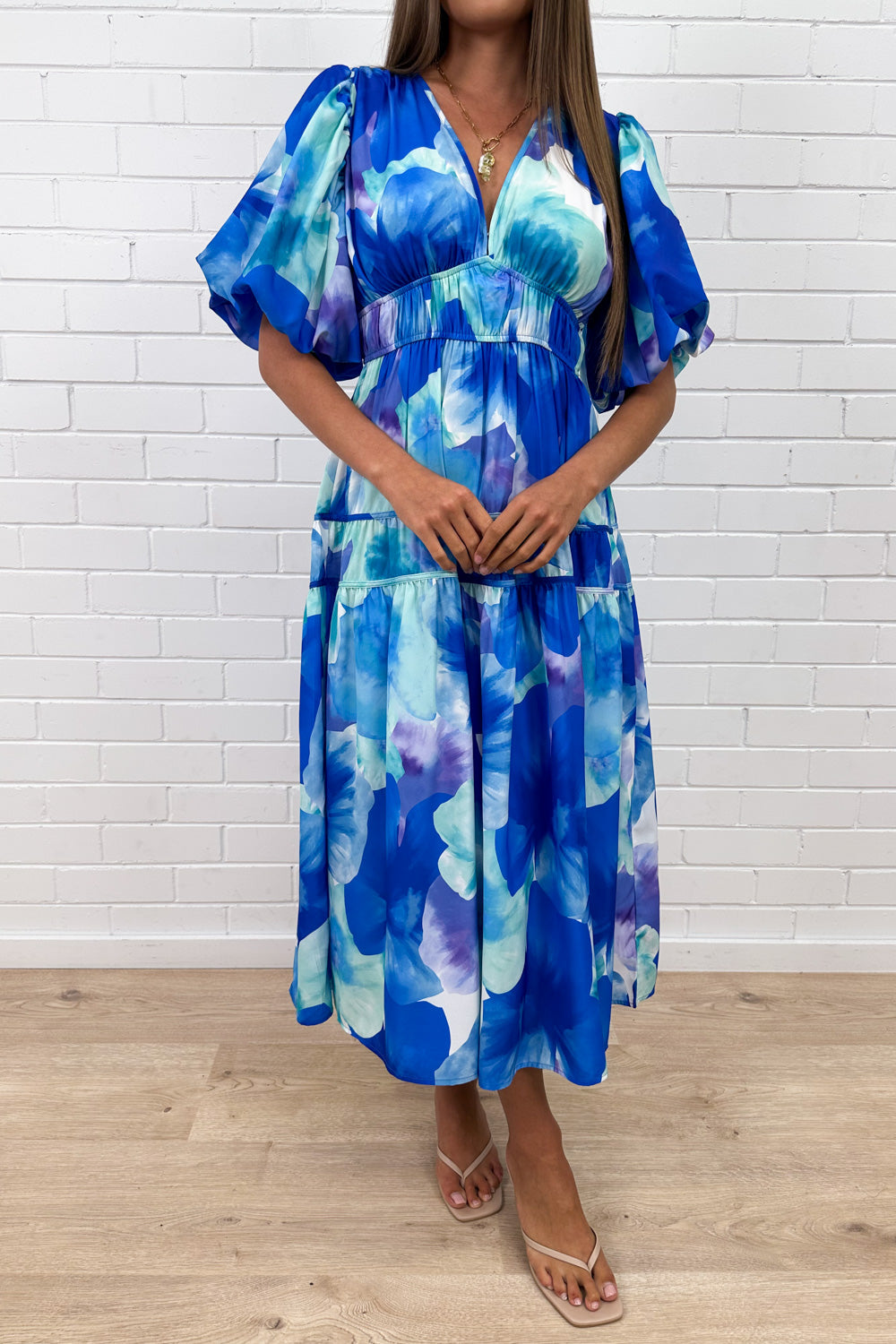 Blue Maxi Dress Incredible Flattering Shape Expensive Look