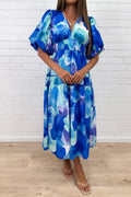 Blue Maxi Dress Incredible Flattering Shape Expensive Look