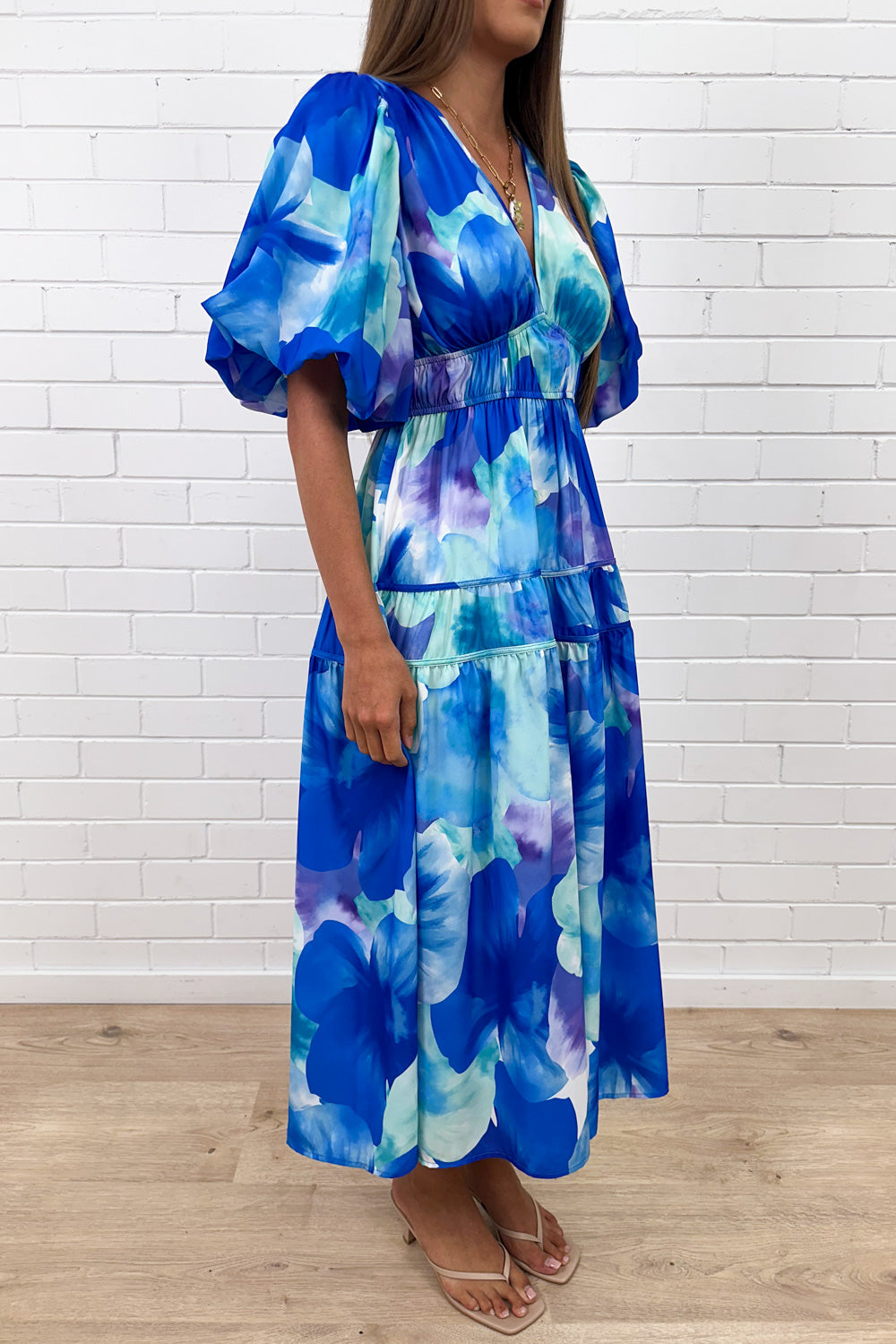 Blue Maxi Dress Incredible Flattering Shape Expensive Look
