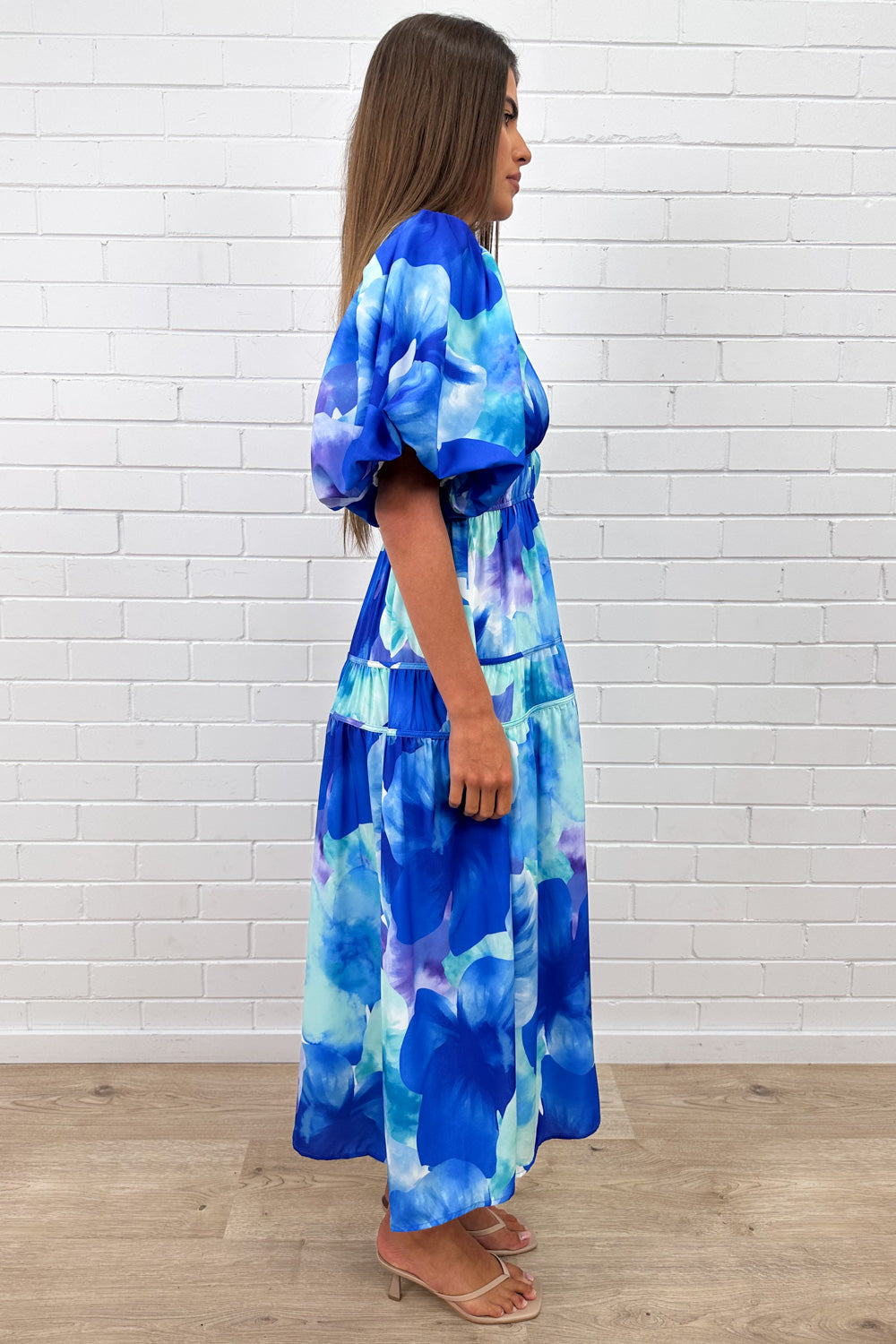 Blue Maxi Dress Incredible Flattering Shape Expensive Look