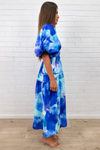 Blue Maxi Dress Incredible Flattering Shape Expensive Look