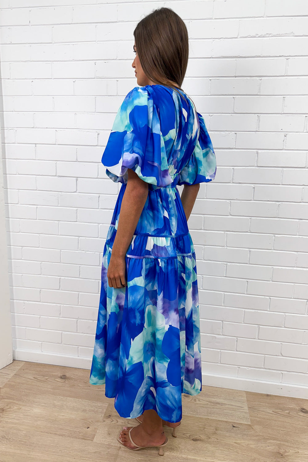 Blue Maxi Dress Incredible Flattering Shape Expensive Look