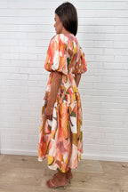 Multicolour Maxi Dress Flattering Shape Divine Sleeves