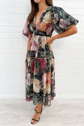 Vintage Floral Maxi Dress Incredible Shape Expensive Feel