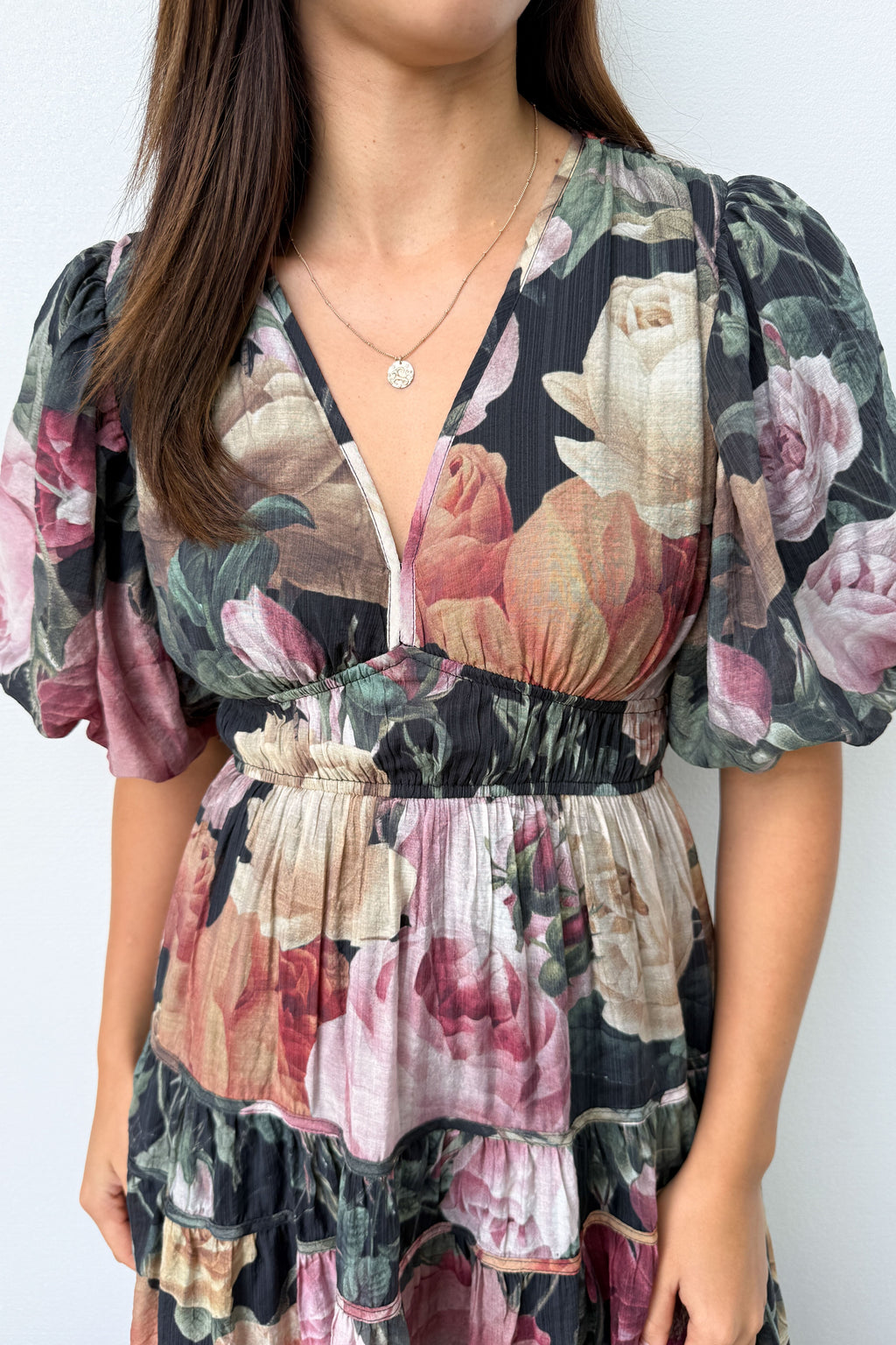 Vintage Floral Maxi Dress Incredible Shape Expensive Feel