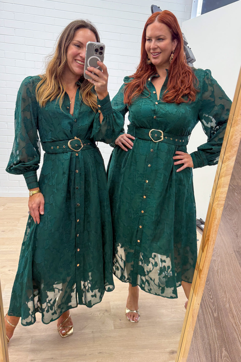 Emerald Textured Floaty Sleeve Dress Divine Beautiful Shape