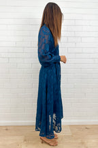 Navy Floral Overlay Dress Timeless Elegant Soft Movement
