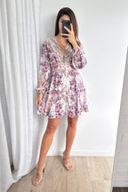 Violet Floral Ethereal Dress Diamantes Functional Clasp