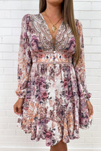 Violet Floral Ethereal Dress Diamantes Functional Clasp