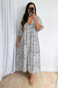 White Black Floaty Loose Dress Light Fabric