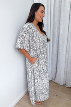 White Black Floaty Loose Dress Light Fabric