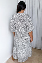 White Black Floaty Loose Dress Light Fabric
