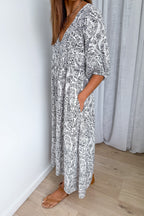 White Black Floaty Loose Dress Light Fabric