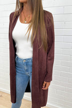 Burgundy Suede Look Coat Soft Structured Warm Not Bulky