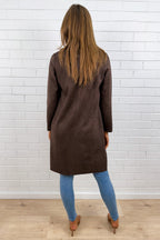 Chocolate Suede Look Coat Rich Tone Slightly Structured