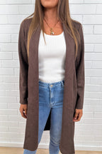 Chocolate Suede Look Coat Rich Tone Slightly Structured