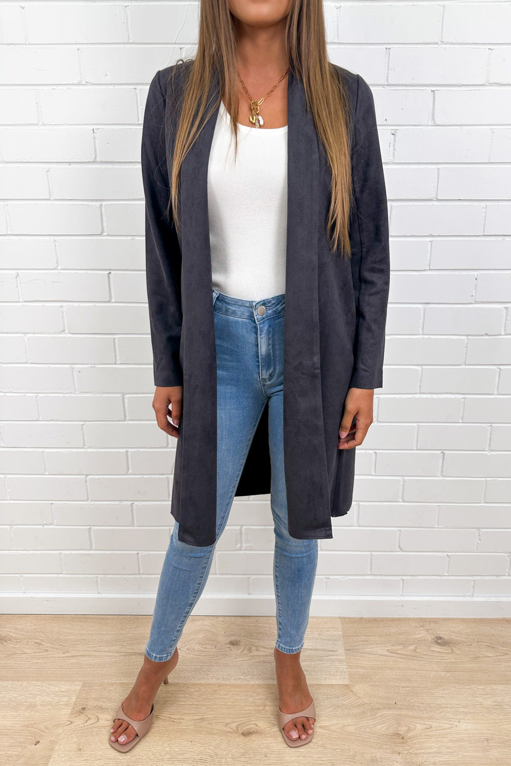 Ink Suede Look Coat Deep Tone Expensive Look Warm