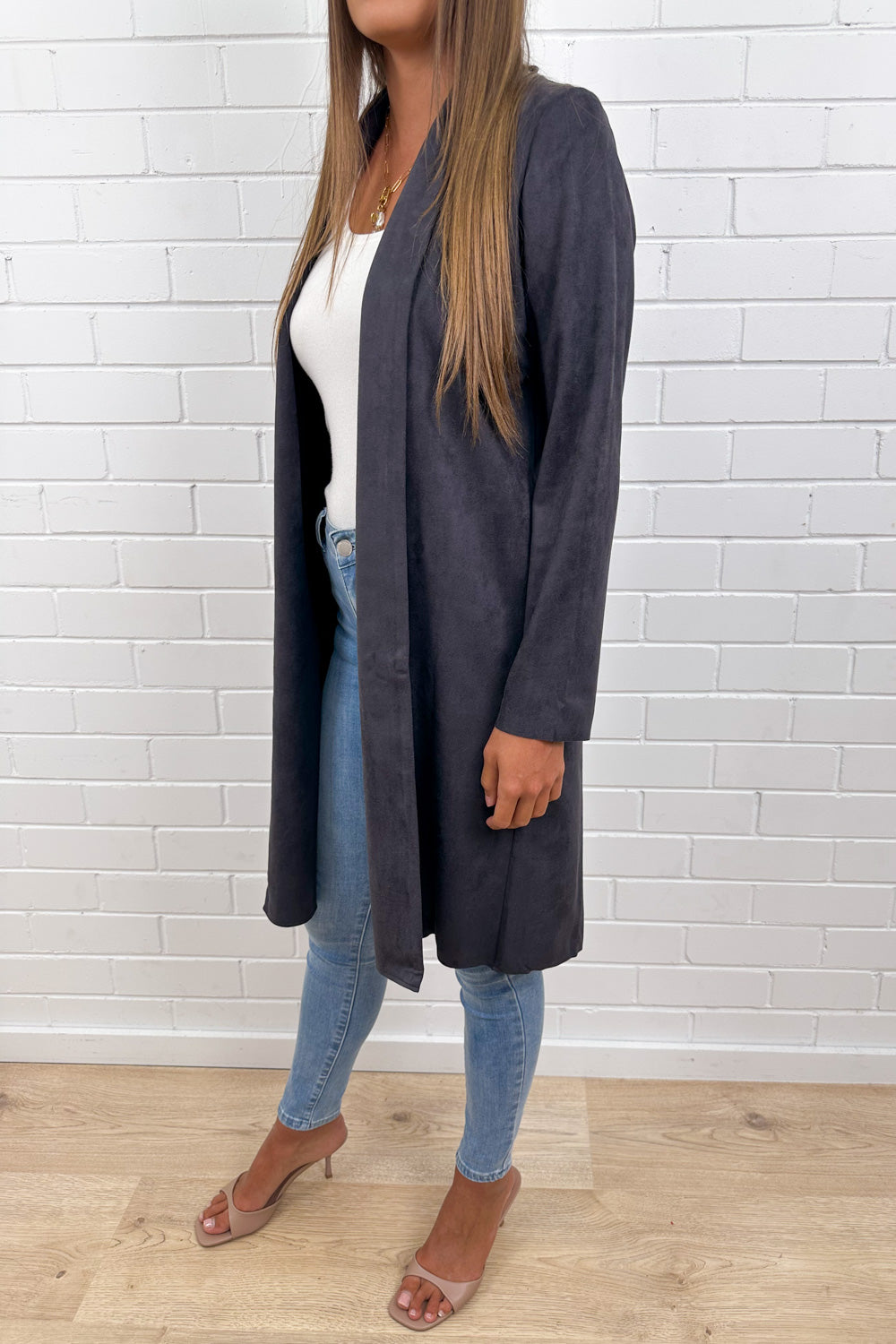 Ink Suede Look Coat Deep Tone Expensive Look Warm