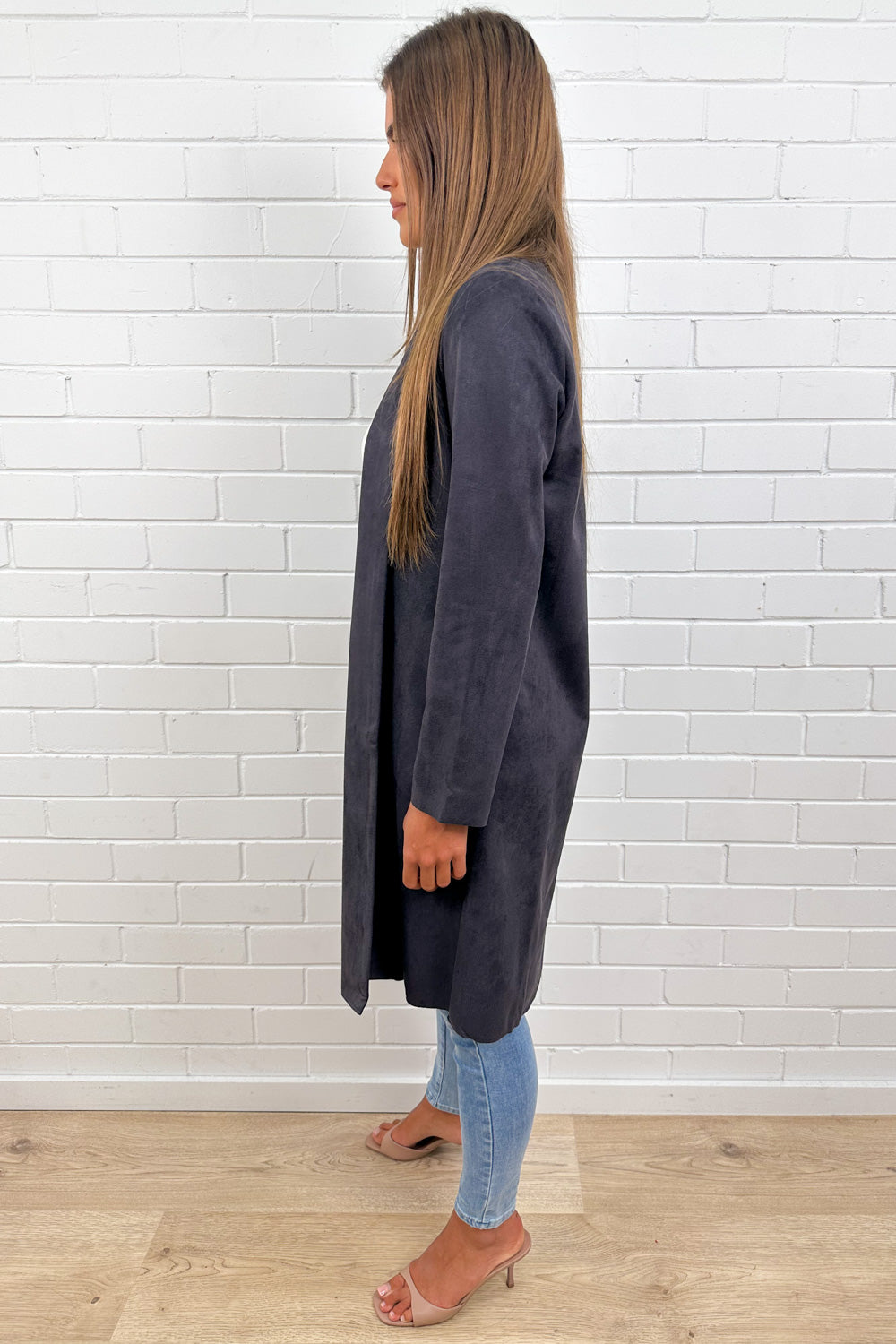Ink Suede Look Coat Deep Tone Expensive Look Warm