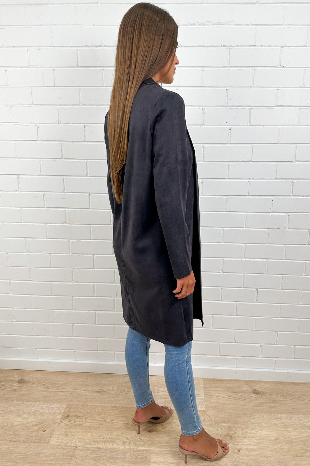 Ink Suede Look Coat Deep Tone Expensive Look Warm