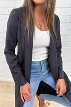 Ink Suede Look Coat Deep Tone Expensive Look Warm