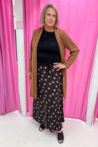 Tan Suede Look Coat Warm Structured Beautiful Drape